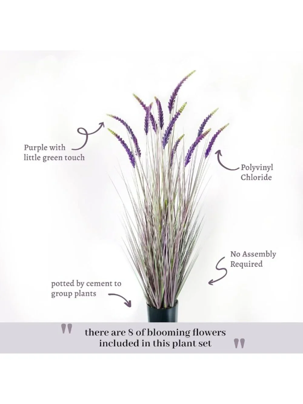 5ft 2-Pack Faux Veronica Speedwell Grass - Lush Purple Artificial Plants